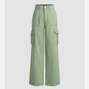 NWT Cider Women's Size Medium Green Cargo Jeans High Waisted Y2K Inspired